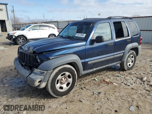 2005 Jeep Liberty Sport with VIN 1J4GK48K85W500654, listed as a Copart auction lot 43412695 with 119,366 mi miles and Salvage Title. Bid and sale history available at carsss.com. Image 1.