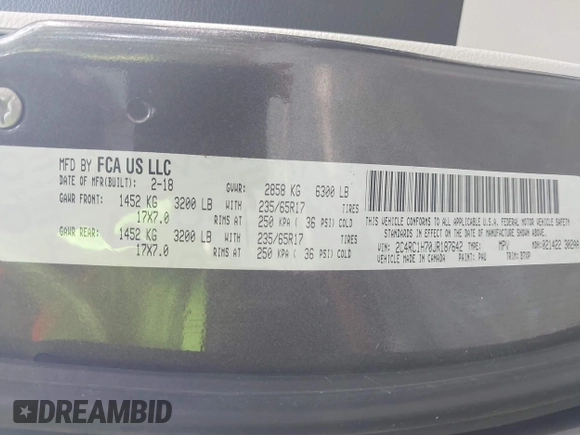 2018 Chrysler Pacifica Hybrid Touring Plus с VIN 2C4RC1H70JR187642, выставлен на аукционе IAAI как лот 42568596 с пробегом 48 907 миль миль и . История ставок и продаж доступна на DreamBid. Изображение 9.