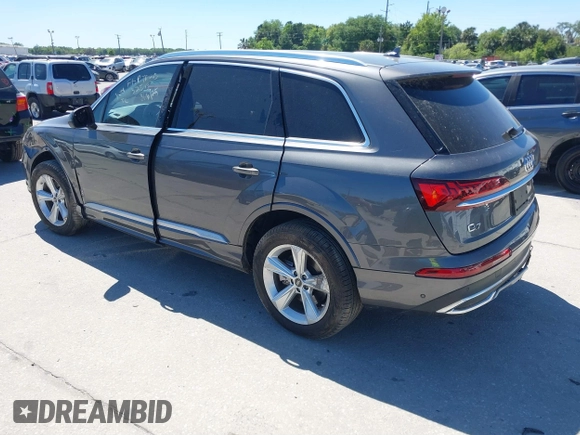 2023 Audi Q7 Premium with VIN WA1AXBF76PD025384, listed as a IAAI auction lot 41838885 with 23,857 mi miles and . Bid and sale history available at DreamBid. Image 3.