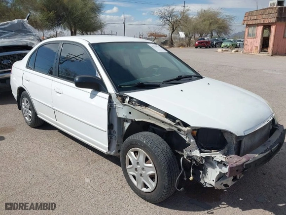 2003 Honda Civic LX with VIN 2HGES16693H565222, listed as a IAAI auction lot 41778021 with 143,604 mi miles. Bid and sale history available at carsss.com. Image 1.