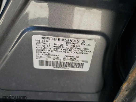 2019 Infiniti Q70 3.7 LUXE with VIN JN1BY1AP1KM505241, listed as a Copart auction lot 46460495 with 202,238 mi miles and Salvage Title. Bid and sale history available at carsss.com. Image 12.