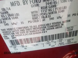 2014 Ford Edge SEL with VIN 2FMDK3JC3EBB06191, listed as a IAAI auction lot 41784832 with 142,847 mi miles. Bid and sale history available at carsss.com. Image 9.
