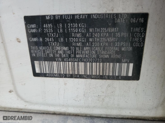 2017 Subaru Outback Premium with VIN 4S4BSAFC7H3202723, listed as a Copart auction lot 47744235 with 137,440 mi miles and Salvage Title. Bid and sale history available at carsss.com. Image 13.