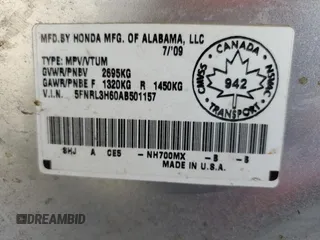 2010 Honda Odyssey EX-L with VIN 5FNRL3H60AB501157, listed as a Copart auction lot 54698995 with 277,974 mi miles and Salvage Title. Bid and sale history available at carsss.com. Image 13.