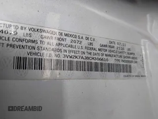 2012 Volkswagen Jetta S с VIN 3VW2K7AJ8CM306610, выставлен на аукционе IAAI как лот 42196396 с пробегом 158 597 миль миль и . История ставок и продаж доступна на DreamBid. Изображение 9.