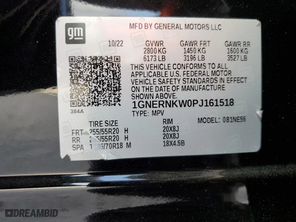2023 Chevrolet Traverse High Country with VIN 1GNERNKW0PJ161518, listed as a Copart auction lot 84371144 with 52,319 mi miles and Salvage Title. Bid and sale history available at carsss.com. Image 15.