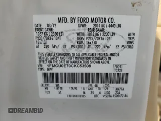 2012 Ford Escape Limited with VIN 1FMCU0E70CKC53508, listed as a Copart auction lot 48770695 with 81,729 mi miles and Salvage Title. Bid and sale history available at DreamBid. Image 13.