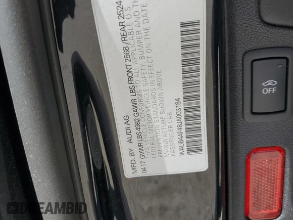 2018 Audi S4 Premium Plus with VIN WAUB4AF48JA003184, listed as a Copart auction lot 57001074 with 60,468 mi miles and Non Repairable. Bid and sale history available at carsss.com. Image 14.