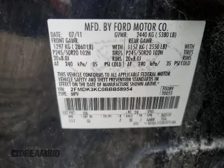 2011 Ford Edge Limited with VIN 2FMDK3KC0BBB58954, listed as a Copart auction lot 52526475 with 210,492 mi miles and Salvage Title. Bid and sale history available at carsss.com. Image 13.