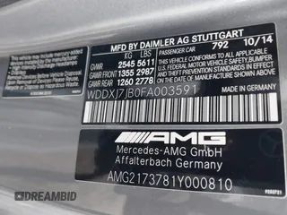 2015 Mercedes-Benz S 63 AMG with VIN WDDXJ7JB0FA003591, listed as a IAAI auction lot 41669232 with 76,490 mi miles and . Bid and sale history available at carsss.com. Image 9.