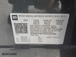 2022 Chevrolet Equinox LT with VIN 3GNAXUEV1NS162500, listed as a Copart auction lot 46407115 with 0 mi miles and Salvage Title. Bid and sale history available at carsss.com. Image 14.