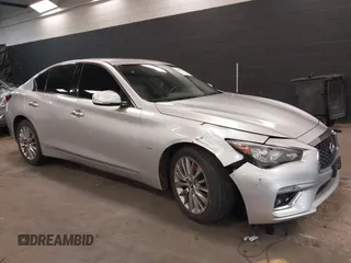 2018 Infiniti Q50 3.0t LUXE with VIN JN1EV7AR1JM430680, listed as a IAAI auction lot 41899270 with Not Provided miles. Bid and sale history available at carsss.com. Image 1.