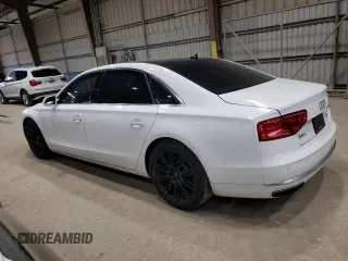 2014 Audi A8 4.0T with VIN WAUR2AFD1EN005555, listed as a Copart auction lot 55664075 with 170,188 mi miles and Salvage title. Bid and sale history available at DreamBid. Image 2.