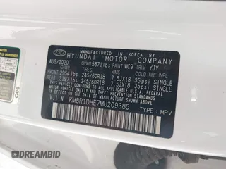 2021 Hyundai Palisade SE with VIN KM8R1DHE7MU209385, listed as a IAAI auction lot 42151953 with 175,404 mi miles and . Bid and sale history available at DreamBid. Image 9.