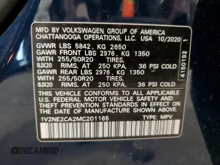 2021 Volkswagen Atlas SE with VIN 1V2NE2CA2MC201165, listed as a Copart auction lot 58757245 with 54,802 mi miles and Salvage title. Bid and sale history available at DreamBid. Image 13.