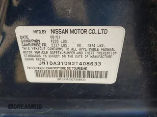 2002 Nissan Maxima GXE with VIN JN1DA31D92T408633, listed as a IAAI auction lot 42804201 with 199,403 mi miles and . Bid and sale history available at DreamBid. Image 9.
