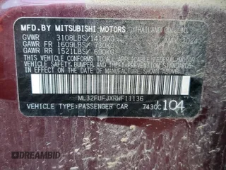 2024 Mitsubishi Mirage ES with VIN ML32FUFJXRHF11136, listed as a Copart auction lot 62685655 with 11,207 mi miles and Salvage title. Bid and sale history available at DreamBid. Image 13.