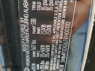 2024 Hyundai Santa Fe SEL with VIN 5NMP2DGL7RH001112, listed as a Copart auction lot 69481464 with 6,836 mi miles and Salvage Title. Bid and sale history available at carsss.com. Image 12.