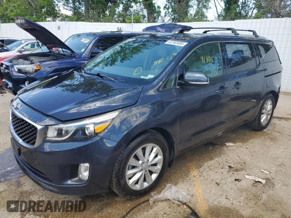 2015 Kia Sedona SX with VIN KNDMC5C14F6025113, listed as a Copart auction lot 53763484 with 91,406 mi miles and Salvage Title. Bid and sale history available at carsss.com. Image 1.