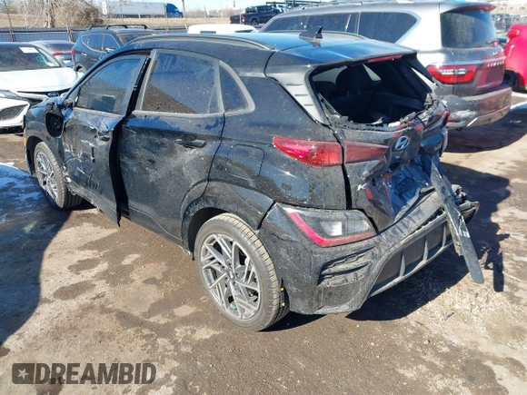 2023 Hyundai Kona N Line with VIN KM8K33A34PU048108, listed as a IAAI auction lot 41366520 with 15,767 mi miles. Bid and sale history available at carsss.com. Image 3.