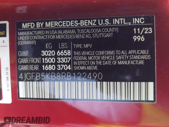 2024 Mercedes-Benz GLE 450 z VIN 4JGFB5KB8RB122490, wystawiony jako IAAI lot #42204415 z przebiegiem 18 324 mil mil oraz . Historia ofert i sprzedaży dostępna na DreamBid. Obrazek 9.