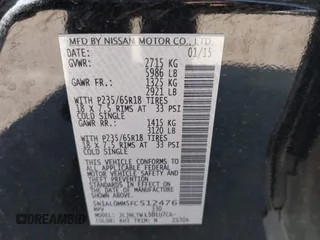 2015 Infiniti QX60 with VIN 5N1AL0MM5FC512476, listed as a IAAI auction lot 42050707 with 138,911 mi miles and . Bid and sale history available at DreamBid. Image 9.