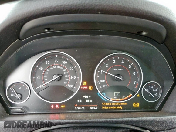 2016 BMW 3 Series 328i xDrive with VIN WBA8E3C59GK503356, listed as a Copart auction lot 56369875 with 174,075 mi miles and Salvage title. Bid and sale history available at DreamBid. Image 9.