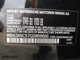 2016 BMW 3 Series Gran Turismo 335i xDrive with VIN WBA3X9C57GD869666, listed as a Copart auction lot 46681554 with 57,351 mi miles. Bid and sale history available at carsss.com. Image 12.