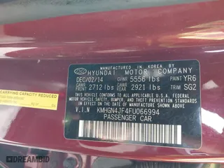 2015 Hyundai Genesis 5.0L with VIN KMHGN4JF4FU066994, listed as a IAAI auction lot 41208728 with 1 mi miles. Bid and sale history available at carsss.com. Image 9.