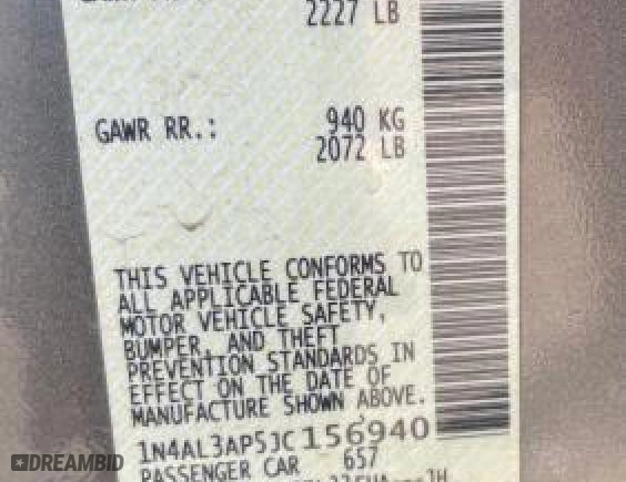 2018 Nissan Altima 2.5 SV with VIN 1N4AL3AP5JC156940, listed as a Copart auction lot 47502145 with 147,629 mi miles and Clean Title. Bid and sale history available at carsss.com. Image 10.