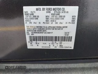2015 Ford Explorer XLT with VIN 1FM5K8D89FGC34017, listed as a IAAI auction lot 42000904 with 164,374 mi miles and . Bid and sale history available at carsss.com. Image 9.