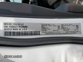 2024 Dodge Durango R/T Plus с VIN 1C4SDJCT1RC205055, выставлен на аукционе Copart как лот 68363854 с пробегом 21 миль миль и Списание • Salvage title. История ставок и продаж доступна на DreamBid. Изображение 13.