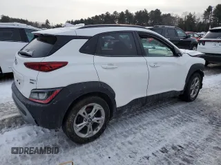 2023 Hyundai Kona SEL with VIN KM8K6CAB3PU970951, listed as a Copart auction lot 42945845 with Not Provided miles and Salvage Title. Bid and sale history available at DreamBid. Image 3.