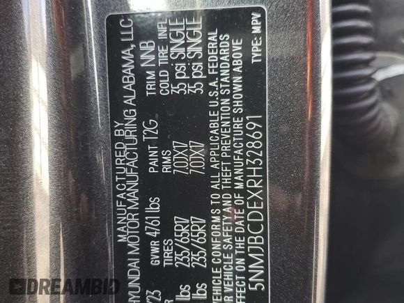 2024 Hyundai Tucson SEL with VIN 5NMJBCDEXRH328691, listed as a Copart auction lot 86625604 with 26,159 mi miles and Salvage Title. Bid and sale history available at carsss.com. Image 12.
