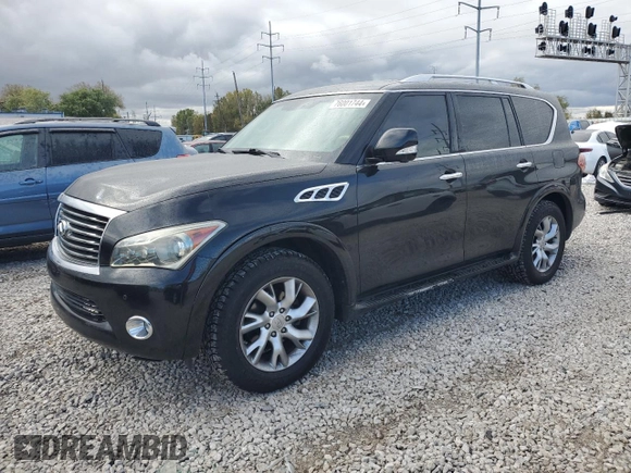 2011 Infiniti QX56 8-passenger with VIN JN8AZ2NC8B9302180, listed as a Copart auction lot 76001744 with 220,515 mi miles and Clean Title. Bid and sale history available at carsss.com. Image 1.