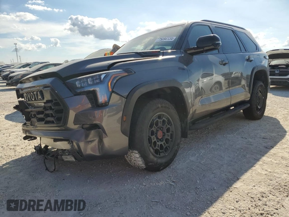 2023 Toyota Sequoia SR5 with VIN 7SVAAABA3PX018996, listed as a Copart auction lot 75094134 with 13,285 mi miles and Salvage Title. Bid and sale history available at carsss.com. Image 1.