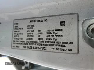 2023 Tesla Model 3 с VIN 5YJ3E1EA0PF475732, выставлен на аукционе Copart как лот 46146445 с пробегом 12 649 миль миль и Списание • Salvage title. История ставок и продаж доступна на DreamBid. Изображение 12.