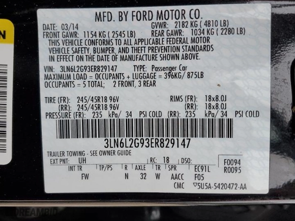 2014 Lincoln MKZ with VIN 3LN6L2G93ER829147, listed as a Copart auction lot 44604745 with 117,862 mi miles and Salvage Title. Bid and sale history available at carsss.com. Image 15.