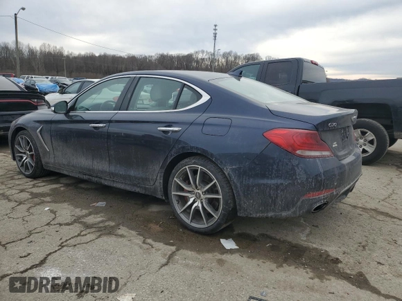 2019 Genesis G70 3.3T Advanced with VIN KMTG34LE5KU034162, listed as a Copart auction lot 46325915 with 76,555 mi miles and Salvage Title. Bid and sale history available at carsss.com. Image 2.