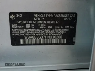 2017 BMW 3 Series 340i with VIN WBA8B3G37HNU36208, listed as a Copart auction lot 47642495 with 93,390 mi miles and Salvage Title. Bid and sale history available at carsss.com. Image 13.
