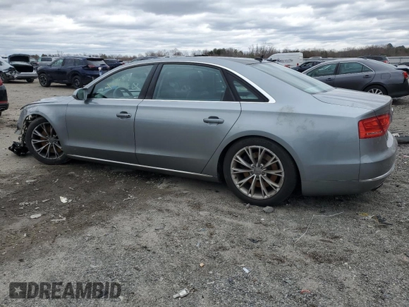 2011 Audi A8 with VIN WAURVAFD9BN006004, listed as a Copart auction lot 47996165 with 132,799 mi miles and Salvage title. Bid and sale history available at DreamBid. Image 2.