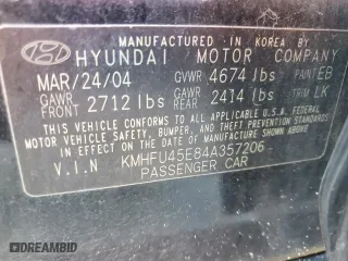 2004 Hyundai XG350 with VIN KMHFU45E84A357206, listed as a Copart auction lot 87128594 with 115,069 mi miles and Salvage Title. Bid and sale history available at carsss.com. Image 12.