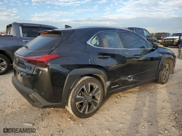 2020 Lexus UX with VIN JTHX9JBH9L2036600, listed as a Copart auction lot 87505335 with 104,225 mi miles and Salvage Title. Bid and sale history available at carsss.com. Image 3.