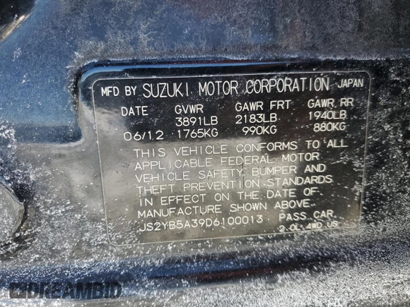 2013 Suzuki SX4 Crossover z VIN JS2YB5A39D6100013, wystawiony jako Copart lot #42423105 z przebiegiem 167 398 mil mil oraz Szkoda całkowita • Salvage title. Historia ofert i sprzedaży dostępna na DreamBid. Obrazek 13.