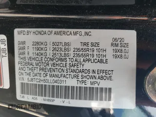 2020 Acura RDX w/Technology Pkg with VIN 5J8TC2H50LL040311, listed as a Copart auction lot 62996133 with 45,453 mi miles. Bid and sale history available at carsss.com. Image 14.