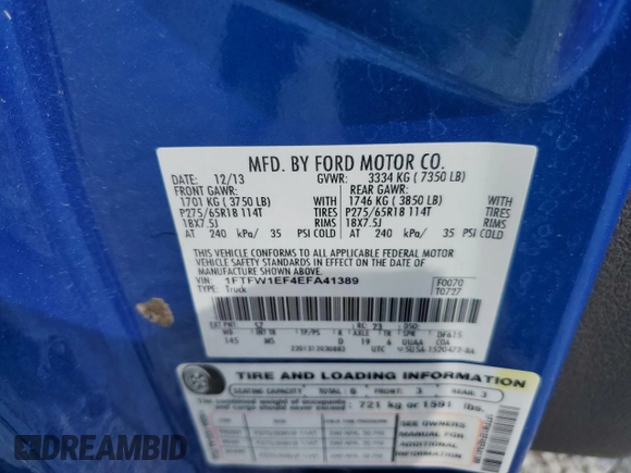 2014 Ford F-150 XL with VIN 1FTFW1EF4EFA41389, listed as a Copart auction lot 55328625 with 232,127 mi miles and Clean Title. Bid and sale history available at carsss.com. Image 12.