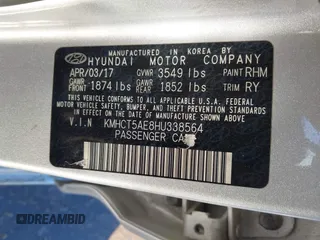 2017 Hyundai Accent SE with VIN KMHCT5AE8HU338564, listed as a IAAI auction lot 41359420 with 108,828 mi miles. Bid and sale history available at carsss.com. Image 9.