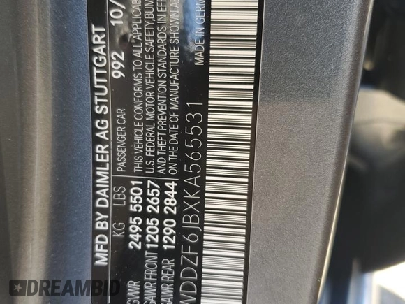 2019 Mercedes-Benz E 450 with VIN WDDZF6JBXKA565531, listed as a Copart auction lot 88964645 with Not Provided miles and Salvage Title. Bid and sale history available at DreamBid. Image 12.
