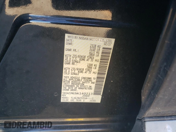 2017 Nissan Murano S z VIN 5N1AZ2MG3HN140213, wystawiony jako Copart lot #47449835 z przebiegiem 163 017 mil mil oraz Szkoda całkowita • Salvage title. Historia ofert i sprzedaży dostępna na DreamBid. Obrazek 14.