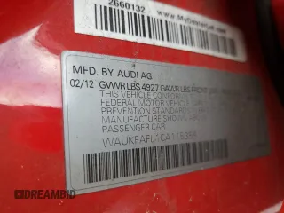 2012 Audi A4 Prestige с VIN WAUKFAFL1CA115359, выставлен на аукционе Copart как лот 43411905 с пробегом 130 157 миль миль и Чистый • Clean title. История ставок и продаж доступна на DreamBid. Изображение 12.